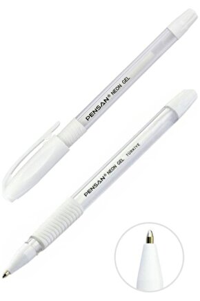 Neon Jel Kalem Beyaz Renk 1.00 mm Neon Gel Tükenmez Kalem Beyaz Renk