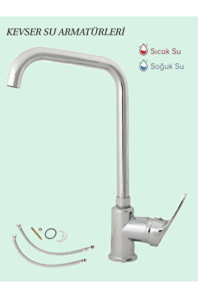 Lüx Uzun U Boru Mutfak Bataryası Krom