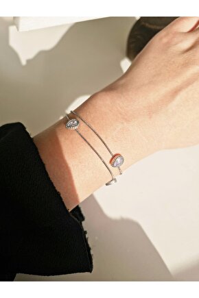 Damla Model Zirkon Taşlı İkili Bileklik