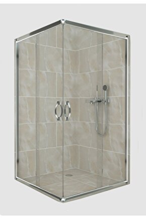 90*90 H:180 Parlak Profil Şeffaf Camlı Duşakabin
