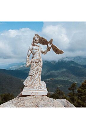 Zeus Heykeli Olympos’un Kralı Mitolojik Dekoratif Biblo Şimşek Efendisi Heykel Hediyelik Obje