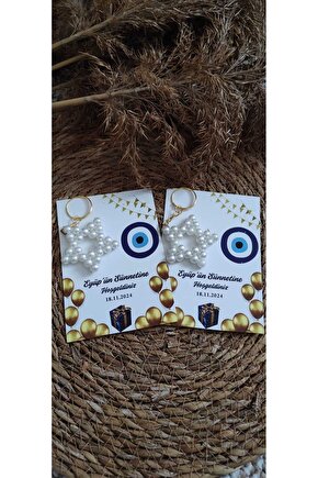 Sünnet Hediyelik Incili Yıldız Anahtarlık 4 Adet Anı Kartlı Nazar Boncuklu