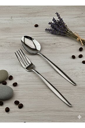 12 Parça 6 Kişilik Natural Sivri Yemek Kaşık & Yemek Çatalı