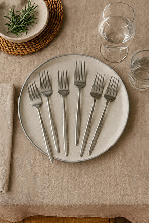 Round Yeni Nesil 6lı Tatlı Çatalı Paslanmaz Çelik