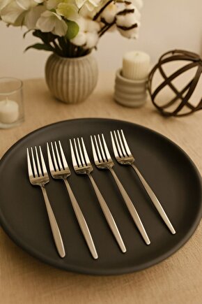 Round Yeni Nesil 6lı Yemek Çatalı Paslanmaz Çelik