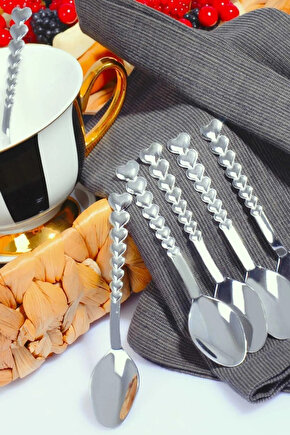 Kalpli Paslanmaz Çelik Çay Kaşığı Seti 12 Adet