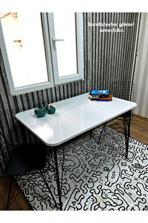 Siyah Metal Ayaklı 60x90beyaz Mutfak-balkon-çalışma Masası