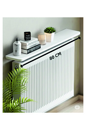 4 KÖŞE OVAL BEYAZ Petek Üstü Raf Dresuar Duvara Montajsız Kalorifer Peteği Üstü Raf 80x18cm
