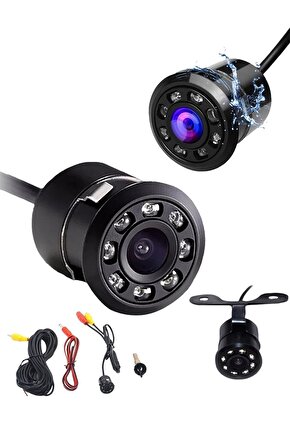 Geri Görüş Park Kamerası 8 Led Park Çizgili Gece Görüşlü Çift Aparatlı