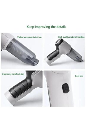 Pro 120w 6000pa Güçlü Emiş Ve Üfleme Özellikli Ev Araç Kablosuz Şarjlı El Süpürgesi