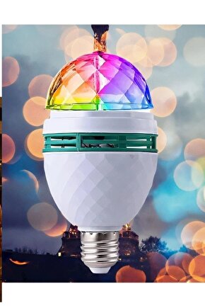 Renkli Disko Ampülü Hareketli 360 Derece Dönen Disko Topu