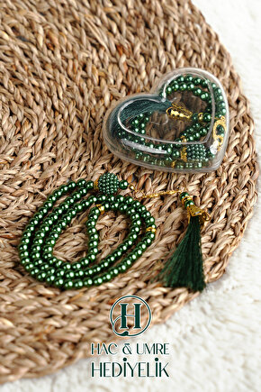 Hediyelik Tesbih | 99lu İnci Tesbih Vav İmameli Püsküllü Kalp Kutulu | Hac Umre Gün Davet Hediyesi