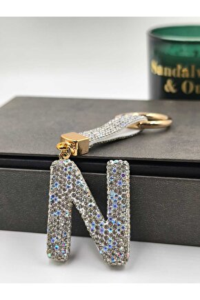 Zirkon Taşlı Charmlı Harf Anahtarlık