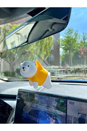 Sevimli Ayıcık Sarı Renk Araba Ayna Süsü Dikiz Aynası Süsü Tasarım