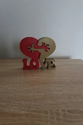 Love Yazılı İkili Kalp Dekorasyon