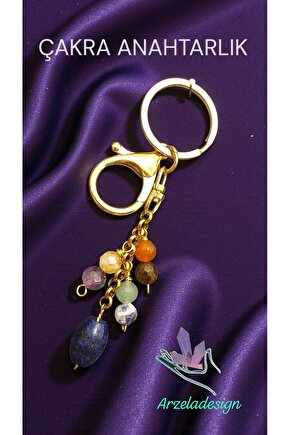 Doğal Tas Çakra Anahtarlık Faset Kesim, Bakir Tel,Çelik zincir 8mm Lapis 2 cmm