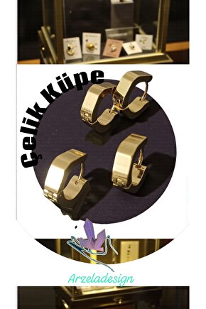 Kadin Erkek Çelik Küpe Kalın Halka Kararma Yapmaz