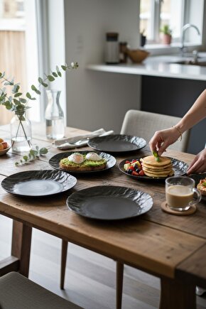 Wood Glam 25 cm Porselen Servis Tabağı 6 Adet