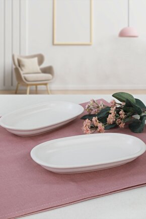 Mat Beyaz Hitit Kayık Tabak 19 Cm 2 Adet