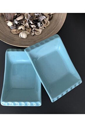 Selen Mavi Sunumluk Kayık Tabak 18 Cm