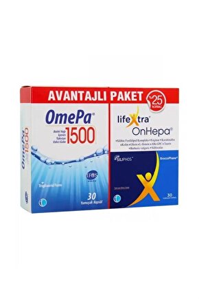 Omepa 1500 30 Kapsül + Lifextra Onhepa 30 Kapsül - Avantajlı Paket