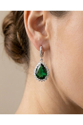 Yeşil Taşlı Küpe