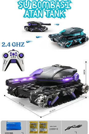 Oyuncak Uzaktan Kumandalı Sesli Ve Işıklı 2.4 Ghz Su Bombası Atan Tank