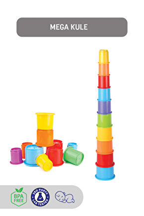 Oyuncak Mega Kule 10 Parça Renkli Eğitici Aktivite Oyuncak