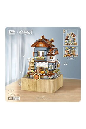 799 Parça LOZ Blok Oyuncak Mini Değirmen Müzik Kutusu Yapı Tuğlaları Seti