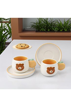 Kosova Ayı Figürlü 2’li Seramik Kahve Fincan Seti 99 ml