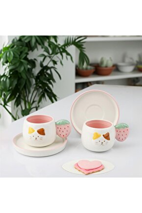 Kosova Kedi Figürlü 2’li Seramik Kahve Fincan Seti 99 ml