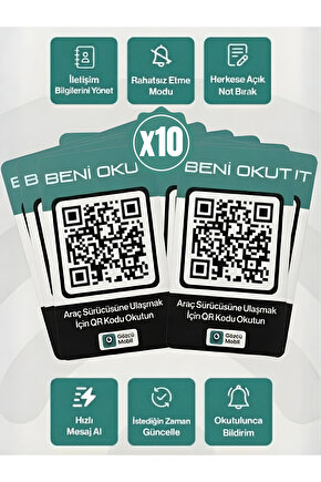 10LU QR Numarasız Numaratör Yeni Nesil Araç Motosiklet Numara Gizler Oto Park Kartı Dijital Kimlik