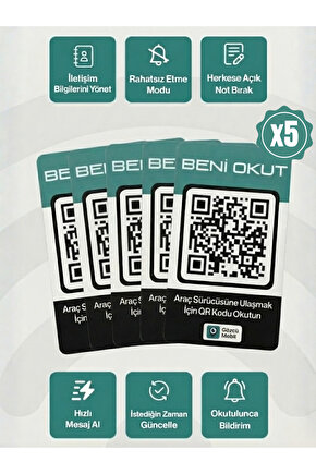 5li QR Numarasız Numaratör Yeni Nesil Araç Motosiklet Numara Gizler Oto Park Kartı Dijital Kimlik