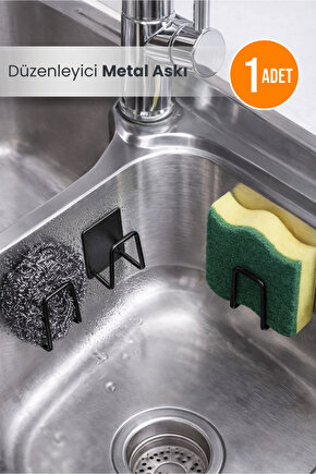 Kendinden Yapışkanlı Çok Amaçlı Metal Askı - Siyah