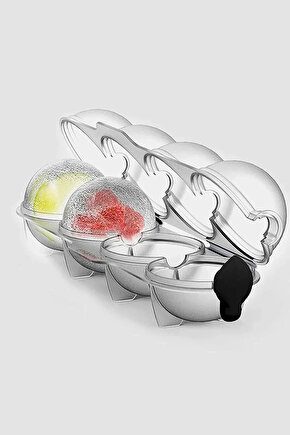 Yuvarlak Buz Küresi Kalıbı 4lü | Damla Kapaklı Sızdırmaz Buz Topu Kalıbı