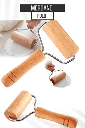 Ahşap Rulo Merdane | Döner Başlıklı Hamur,pizza,baklava,börek Tek Elde Açma Aparatı