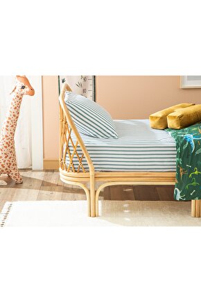 Stripe Pamuklu Çocuk Las.çarşaf Tkm 100x200 Cm Mavi