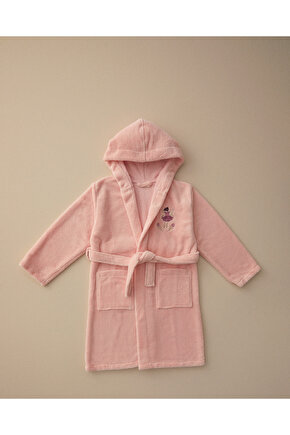 Fairy Triga %100 Pamuklu Çocuk Bornoz Pudra