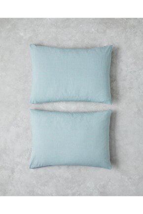 Petit Check Pamuklu 2li Yastık Kılıfı 50x70 cm Yeşil-Mavi