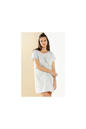 Boyfriend Grey Pamuklu Gecelik L Gri