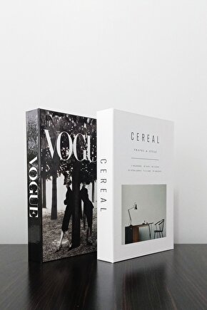 2li Dekoratif Kitap Kutu Görünümlü Vogue İki Kadın & Cereal Temalı