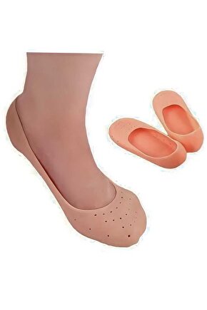 Silikon Patik Ayak Topuk Dikeni Çatlak Çorabı Elastik Ten Rengi Çorap 1 Çift