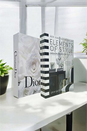 2li Dekoratif Kitap Kutu Görünümlü Elements Siyah & Beyaz Gül Temalı