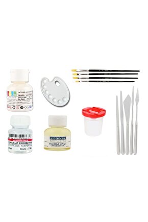 Terebentin Resim Yağı Resim Verniği Fırça Palet Spatula Su Kabı