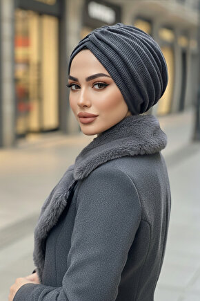 Antrasit Triko Büzgülü Salaş Bone