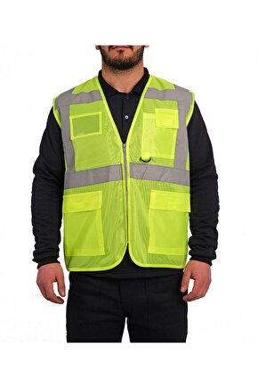 REFREKTÖRLÜ MÜHENDİS YELEĞİ CEPLİ