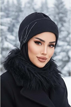 Siyah Taşlı Maskeli Bere