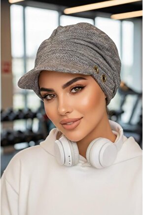 Kot Mavi Metal Detaylı Tesettür Şapka Bone