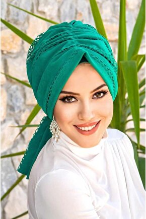 Bahar Yeşili File Tokalı Bone