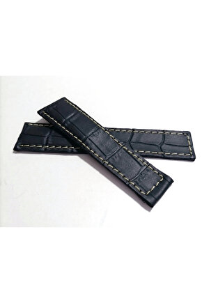 Tag-heuer Uyumlu  22-20   Beyaz Dikişli  MAVİ  Hakiki dana derisi  (26 )